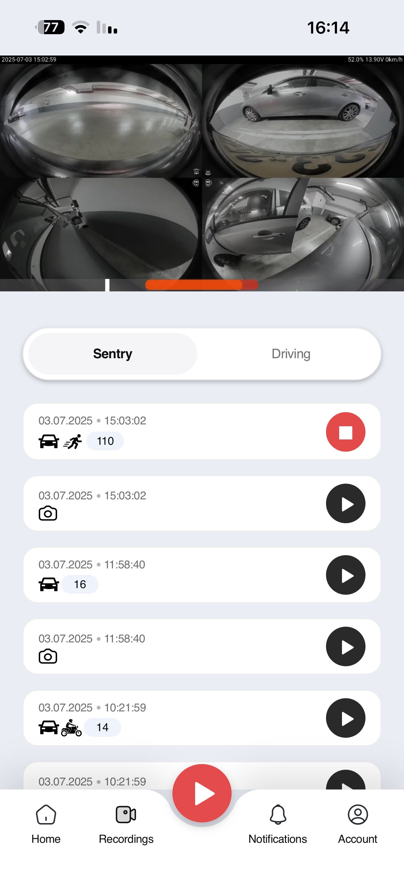Vehicle camera recording viewed in Magic Guard
